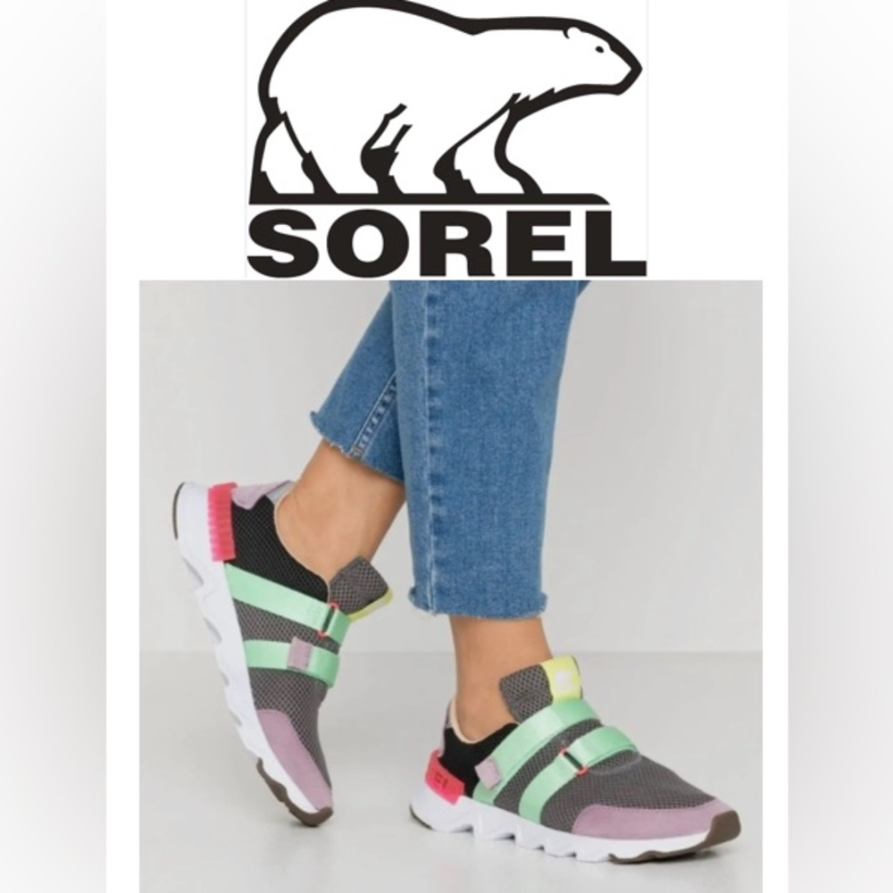 Sorel Vibe Collection Kinetic Lite Strap Sneakers in Coal Size 9